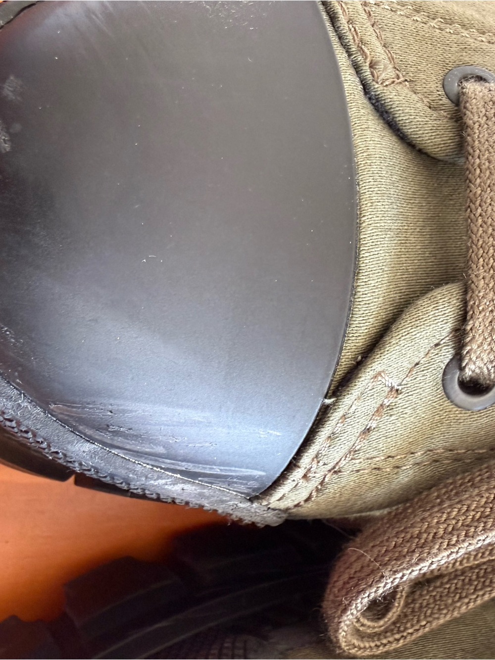 Palladium Olive Green Canvas Lace-Up Boots with Black Toe Caps - Picture 5 of 6